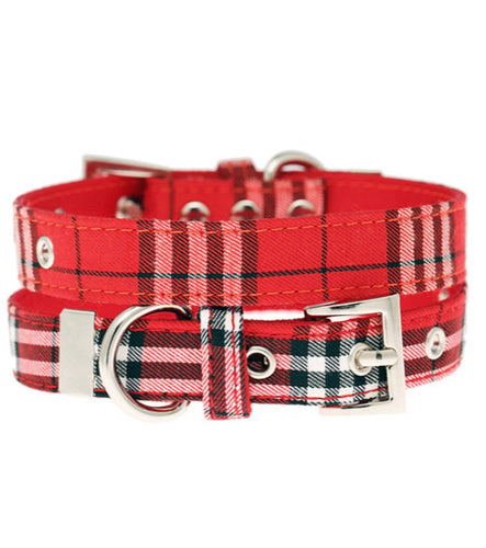 Urban Pup - Red Checked Tartan Fabric Collar