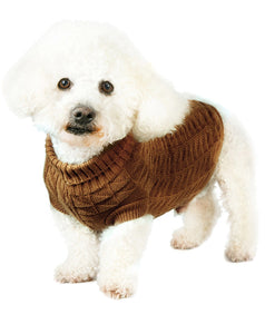 Urban Pup - Chocolate Brown Waffle Knitted Sweater