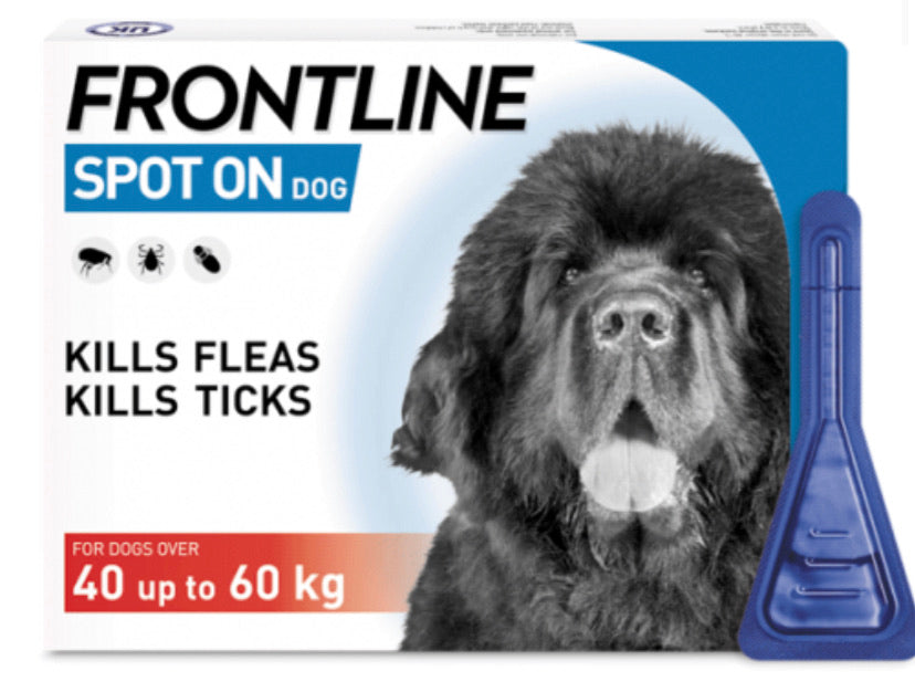 Frontline - Spot on Flea & Tick Treatment for Dogs 40 up to 60kg (3 pippettes)