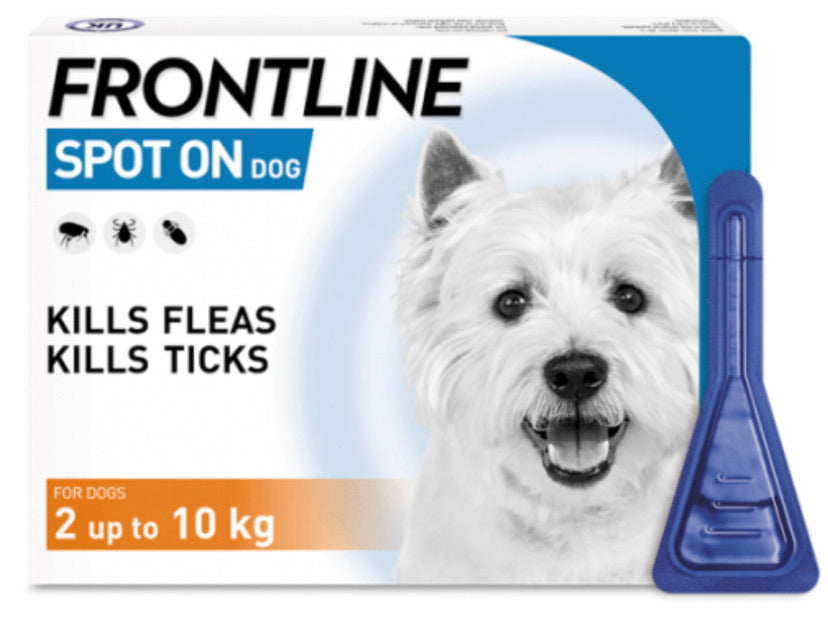 Frontline - Spot on Flea & Tick Treatment for Dogs 2 up to 10kg (3 pippettes)