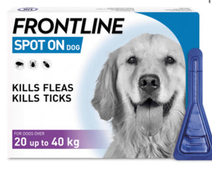 Frontline - Spot on Flea & Tick Treatment for Dogs 20 up to 40kg (3 pippettes)