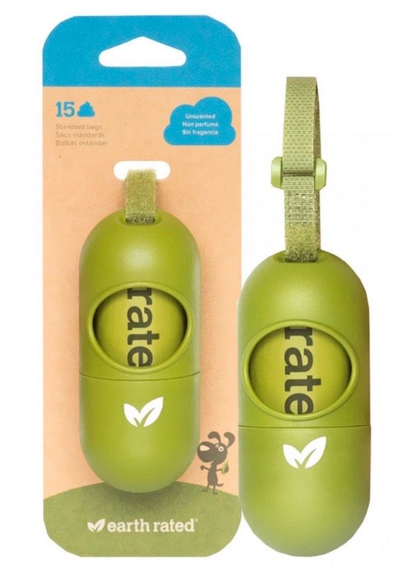 Earth Rated - Poo bag Dispenser with 15 Unscented Bags