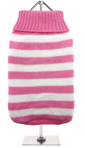 Urban Pup - Pink & White Candy Striped Sweater