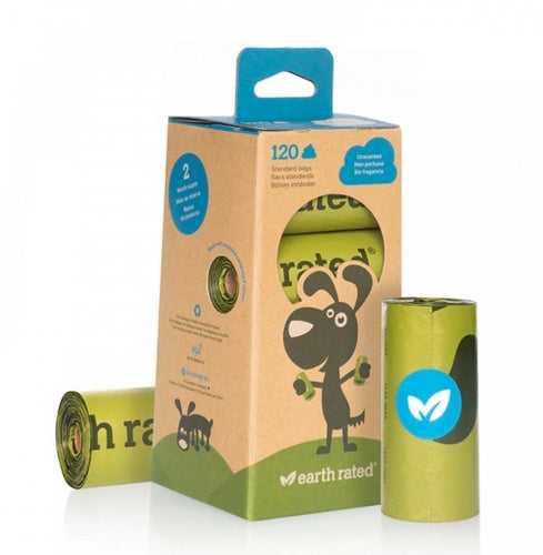 Earth Rated - Poo Bags 120 Unscented Rolls (8x15)