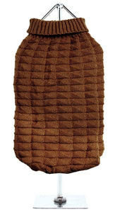 Urban Pup - Chocolate Brown Waffle Knitted Sweater